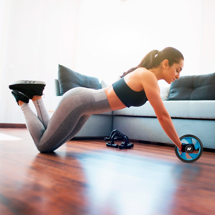 REBEL ACTIVE Двойно колело, ролка за упражнения за коремни мускули AB Wheel