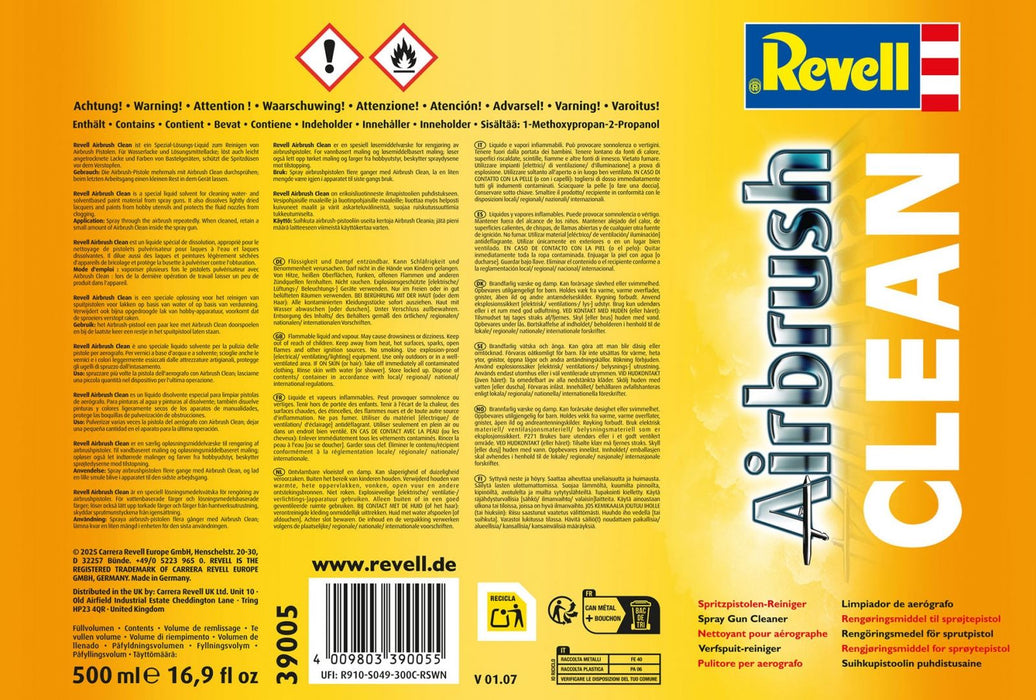 Почистващ спрей за аерограф Revell - Airbrush Clean, 500 ml