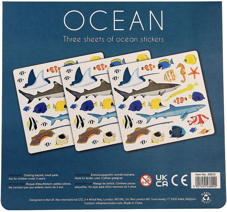 Комплект стикери Rex London - Ocean Animals, 3 листа