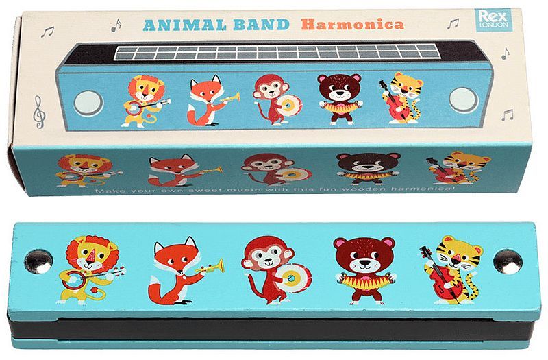 Дървена хармоника Rex London - Animal Band, многоцветна