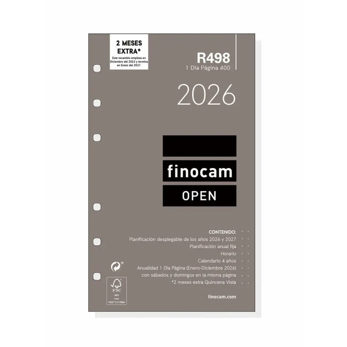 Резервна част за Дневник Finocam OPEN R498 2026 9,1 x 15,2