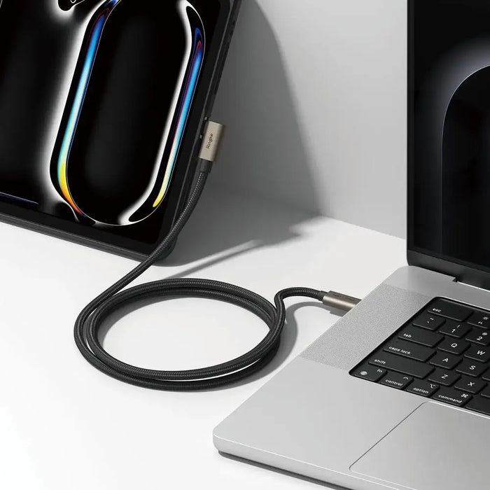 Ringke 3.2 ген. 2x2 USB-C PD 3.1 240W 1m ъглов кабел - черен