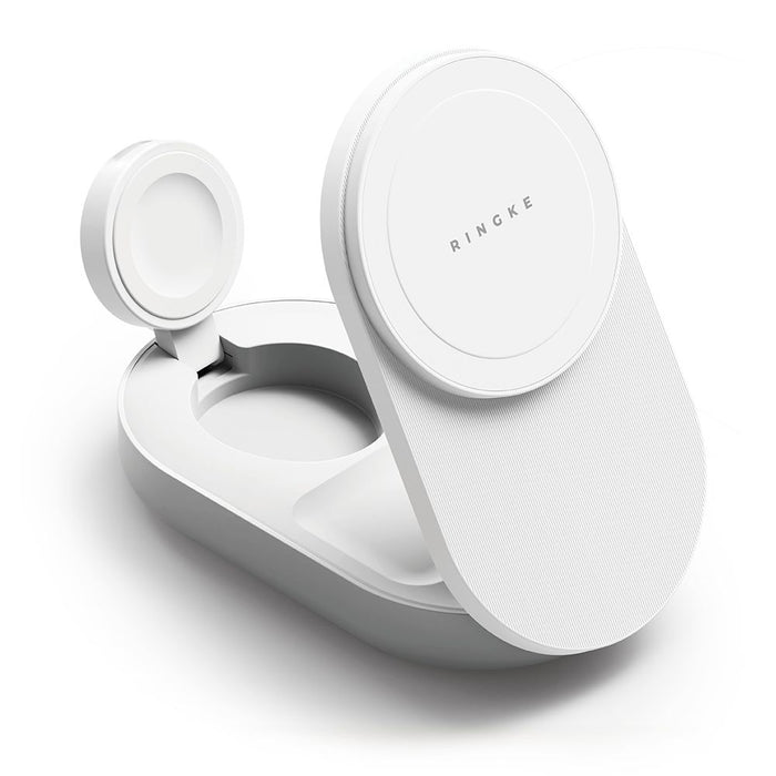 Ringke QI2.2 25W 3в1 магнитно индуктивно зарядно устройство MagSafe - бяло