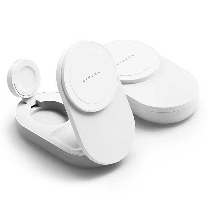 Ringke QI2.2 25W 3в1 магнитно индуктивно зарядно устройство MagSafe - бяло
