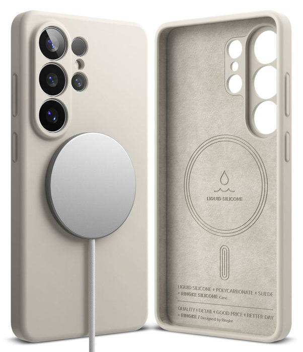 Силиконов калъф Ringke MagSafe за Samsung Galaxy S26 Ultra - бежов
