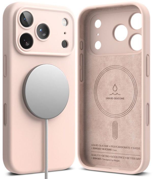 Силиконов калъф Ringke MagSafe за iPhone 18 Pro Max - розов