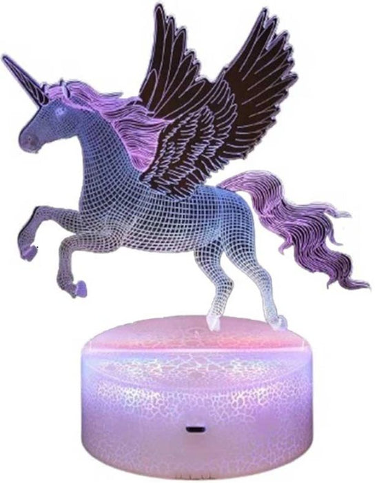 3D LED лампа Robetoy - Крилат еднорог, 20 cm