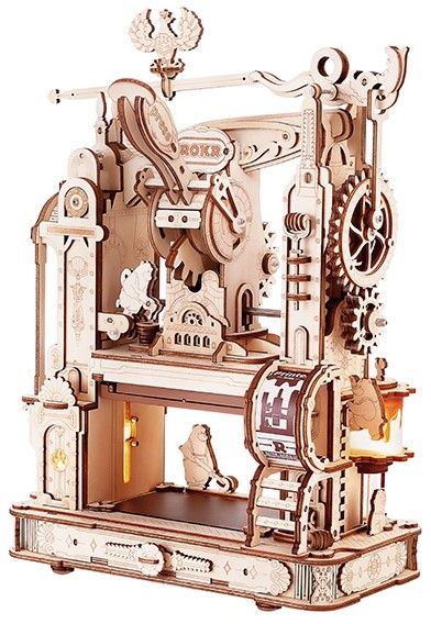 Дървен 3D пъзел Robo Time от 303 части - Класическа печатна преса