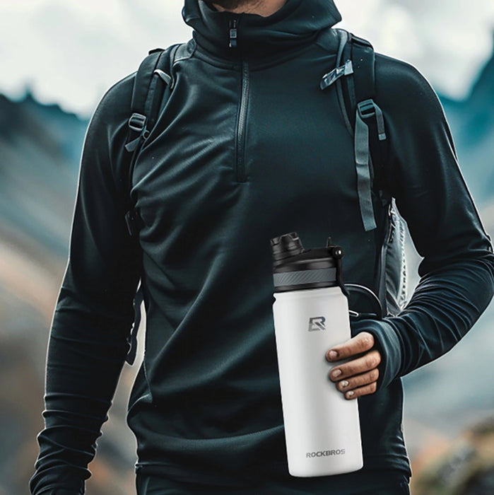 Термо велосипедна бутилка за напитки Rockbros 35210029006 650 мл - бяла
