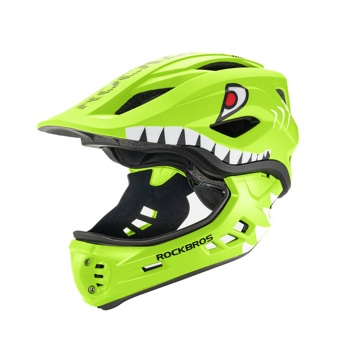 Детска велосипедна каска Rockbros TT-32004 Shark с подвижна челюст, размер M (54-58) - зелена