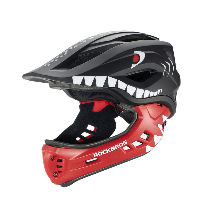 Детска велосипедна каска Rockbros TT-32005 Shark с подвижна челюст, размер M (54-58) - черна