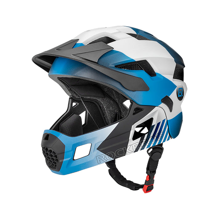 Rockbros TS-61 10110061001 Детска велосипедна каска с подвижна брадичка, размер S (48-54) - син