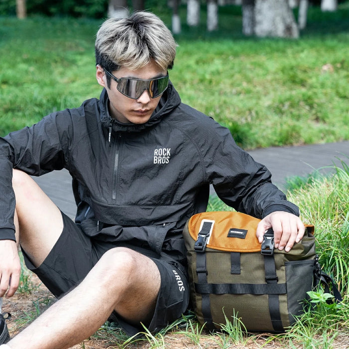Чанта за велосипед Rockbros W019 за кормило 13.5-24L - зелено-оранжева