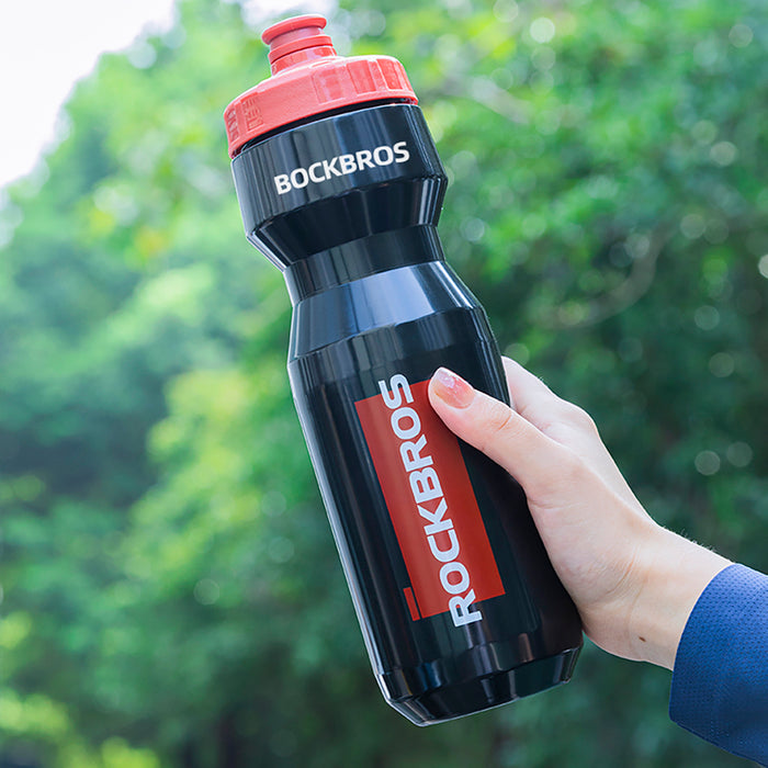 Бутилка за велосипед Rockbros 750 мл - прозрачно черна с червен мундщук