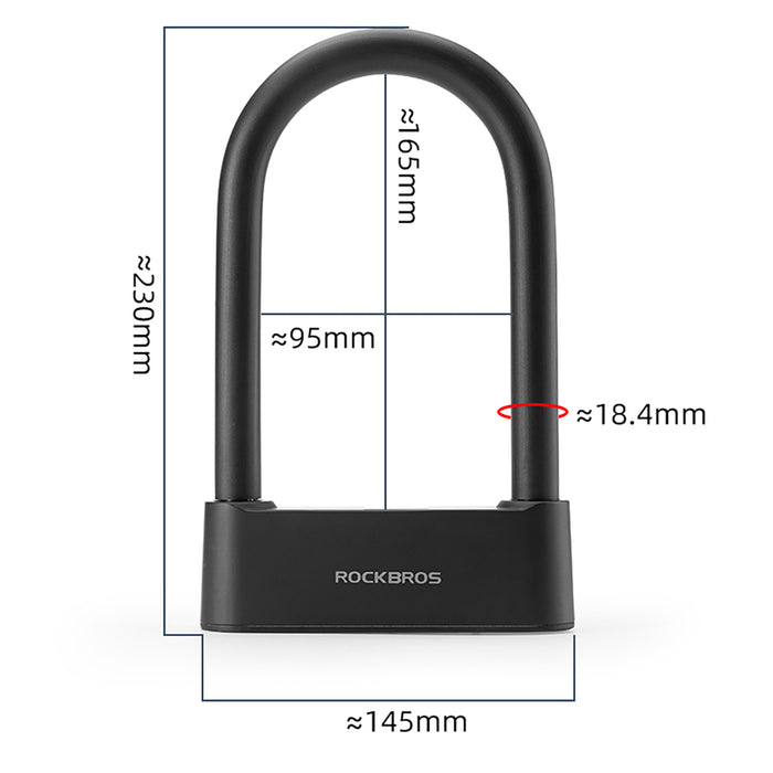 Rockbros 32210818001 SMART Велосипедна ключалка с четец на пръстови отпечатъци и Bluetooth свързаност - Черна
