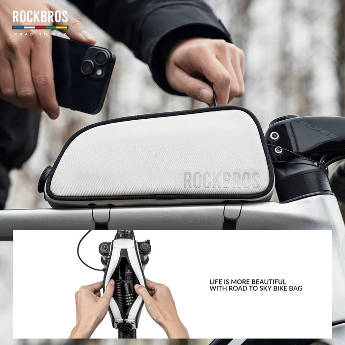 Водоустойчива чанта за велосипед Rockbros TL004 ROAD TO SKY 0.7L - бяла