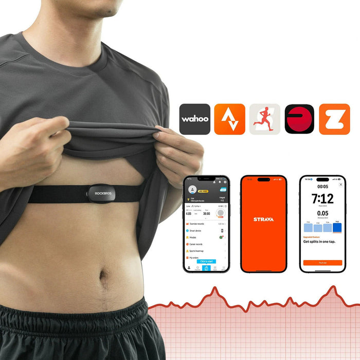 Rockbros HRM812 Bluetooth ANT+ пулсомер за колан HRM сензор IP67 - черен