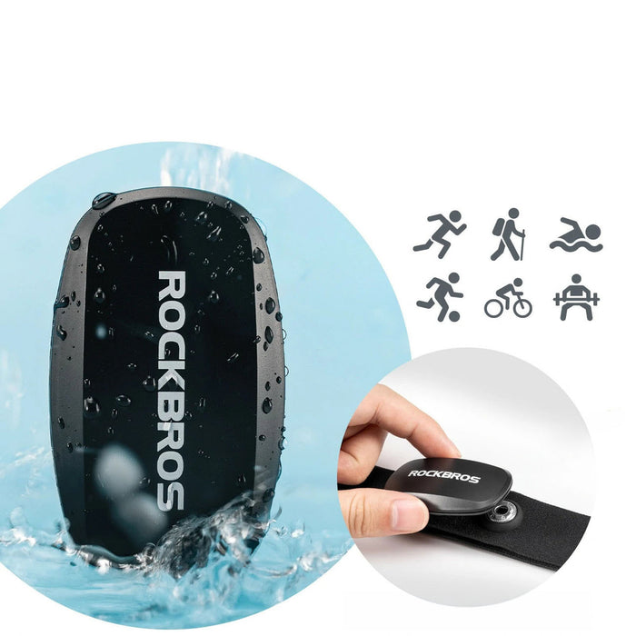 Rockbros HRM812 Bluetooth ANT+ пулсомер за колан HRM сензор IP67 - черен