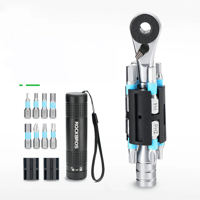 Rockbros TG-8601 Велосипеден мултифункционален инструмент S2 с тресчотка, цилиндричен корпус - черен