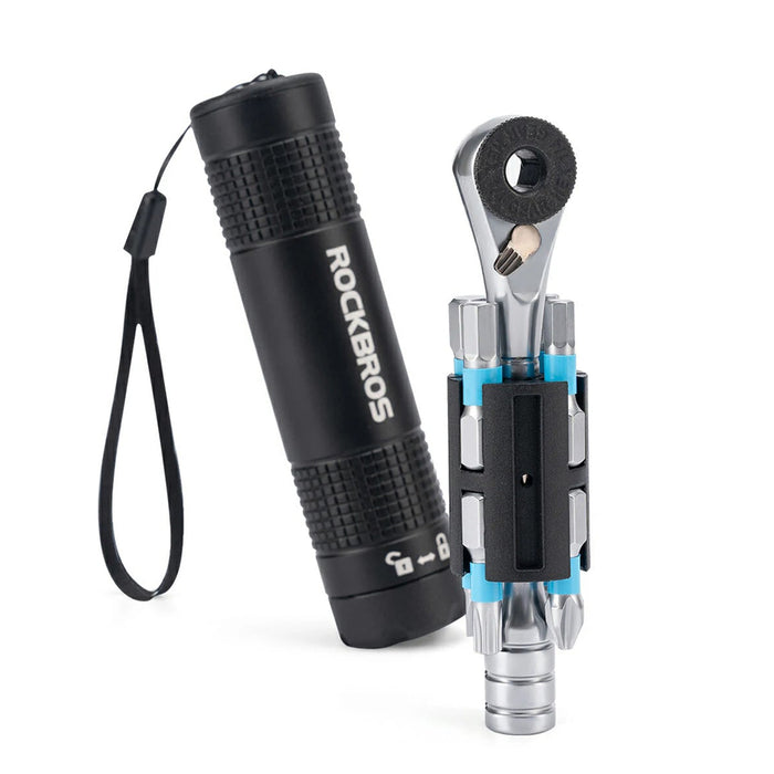 Rockbros TG-8601 Велосипеден мултифункционален инструмент S2 с тресчотка, цилиндричен корпус - черен
