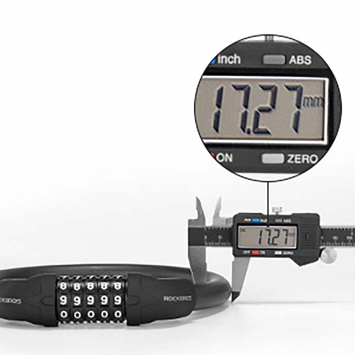 Велосипедна ключалка Rockbros RKS870-BK с код, стоманен кабел, 85 см - черна