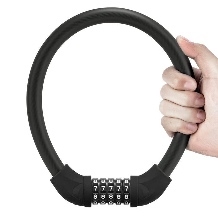 Велосипедна ключалка Rockbros RKS870-BK с код, стоманен кабел, 85 см - черна