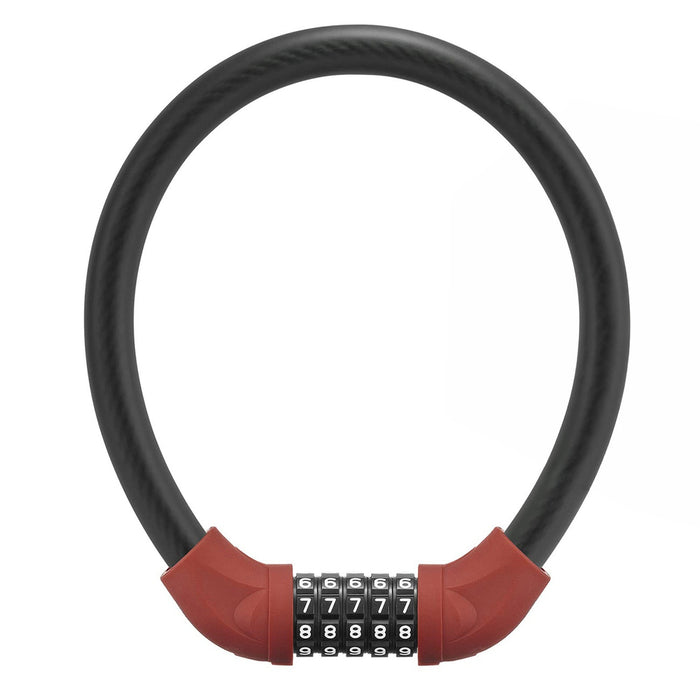 Велосипедна ключалка Rockbros RKS870-BK с код, стоманен кабел, 85 см - червена