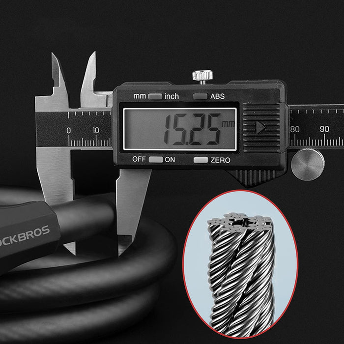 Велосипедна ключалка Rockbros RKS507 с 5-цифрен код, стоманен кабел, 180 см - черна