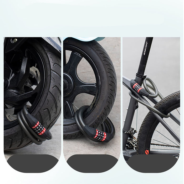 Велосипедна ключалка Rockbros RKS507 с 5-цифрен код, стоманен кабел, 180 см - черна