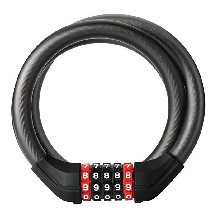 Велосипедна ключалка Rockbros RKS531 с 5-цифрен код, стоманен кабел, 120 см, с LED осветление - черна