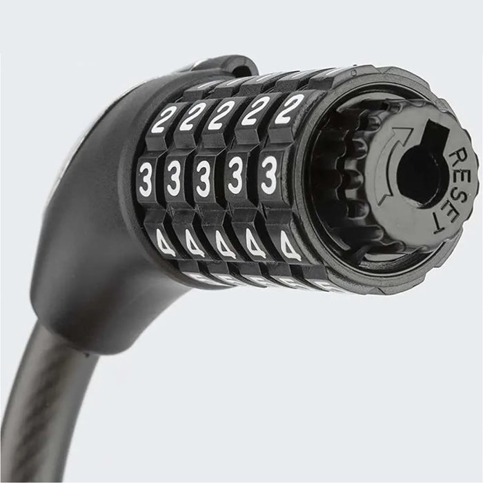 Велосипедна ключалка Rockbros RKS531 с 5-цифрен код, стоманен кабел, 180 см, с LED осветление - черна