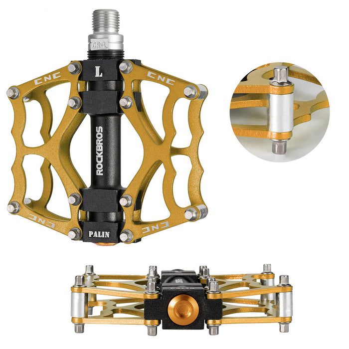 Rockbros JT201012LG 2010-12L Алуминиеви платформени велосипедни педали - златни
