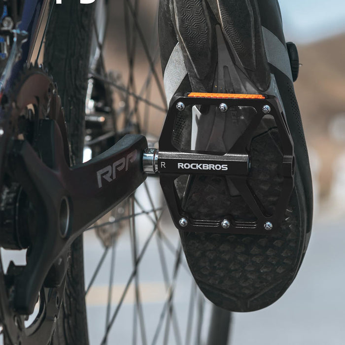 Rockbros K371 Светлоотразителни алуминиеви педали за велосипед със запечатани лагери - черни