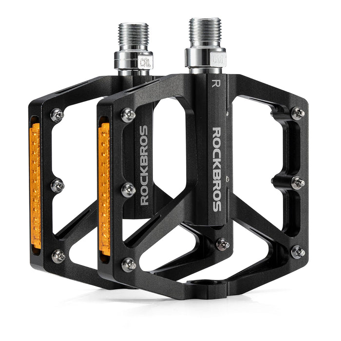 Rockbros K371 Светлоотразителни алуминиеви педали за велосипед със запечатани лагери - черни
