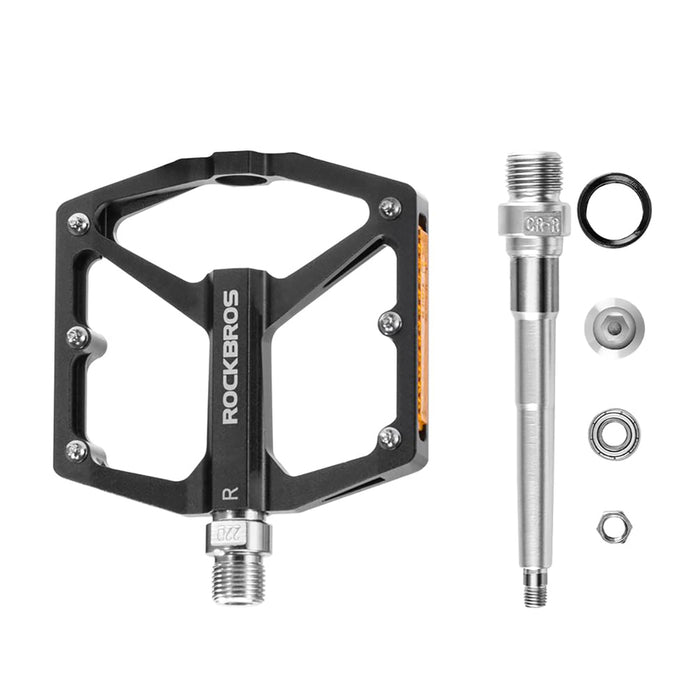 Rockbros K371 Светлоотразителни алуминиеви педали за велосипед със запечатани лагери - черни