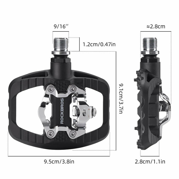 Педали за велосипед Rockbros PD303 с полузаключване, платформени - черни