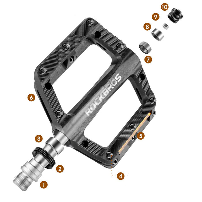 Rockbros BP2501 Светлоотразителни найлонови педали за велосипед - черни