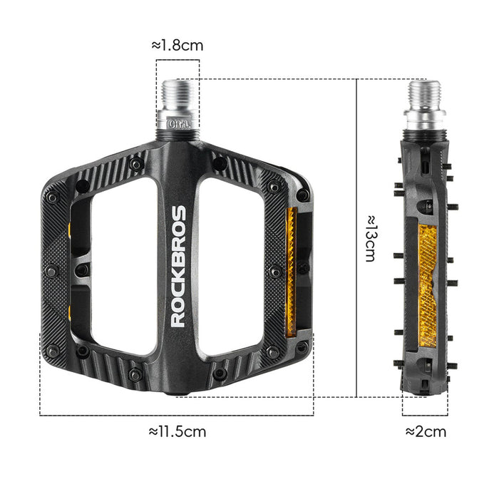 Rockbros BP2501 Светлоотразителни найлонови педали за велосипед - черни