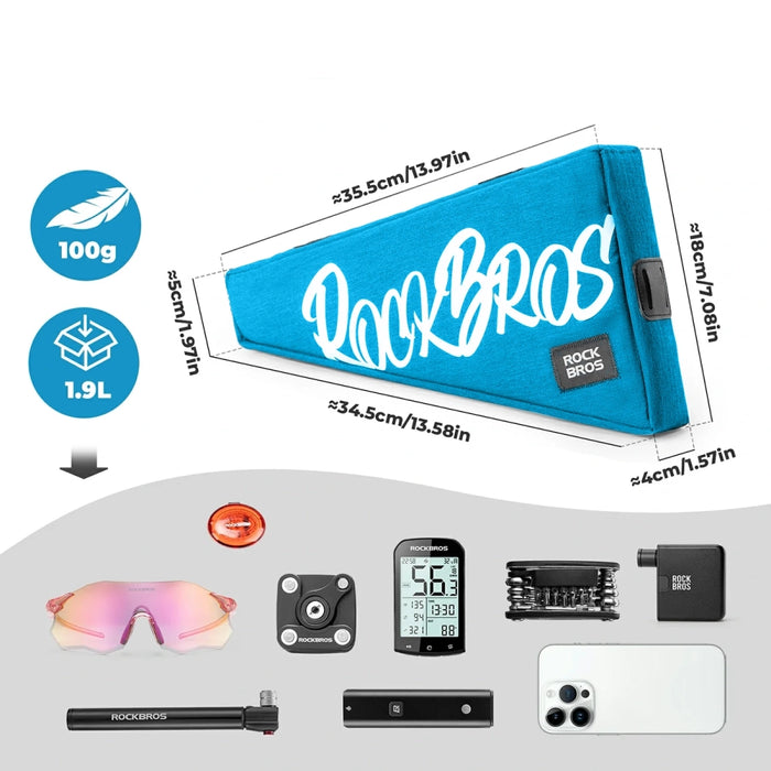 Чанта за велосипед Rockbros G008 Flash Journey Triangle Frame XL 1.9 л - Сина