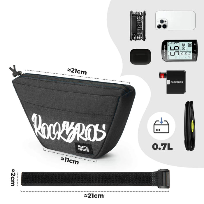 Rockbros G011 Flash Journey трапецовидна чанта за кормило 0.7 л - черна