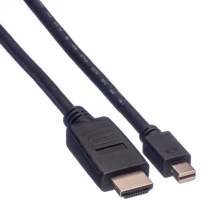 Кабел от източник с Mini DisplayP ROLINE към приемник с HDMI Mini DisplayPort->HDMI M/M 3 m работи само в тази посока
