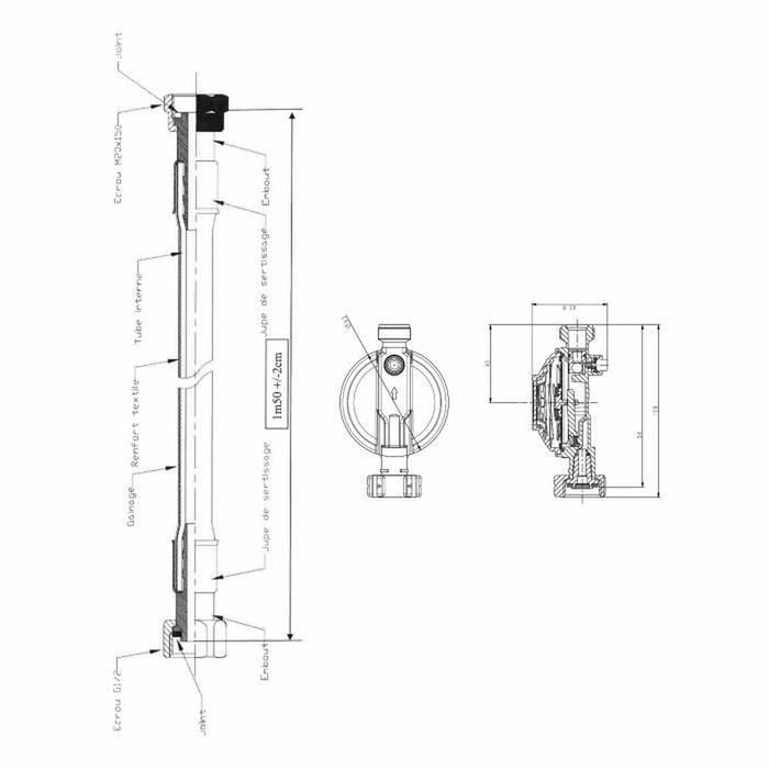Регулатор за Газ Бутан Rousseau M20X150 Бял Златен