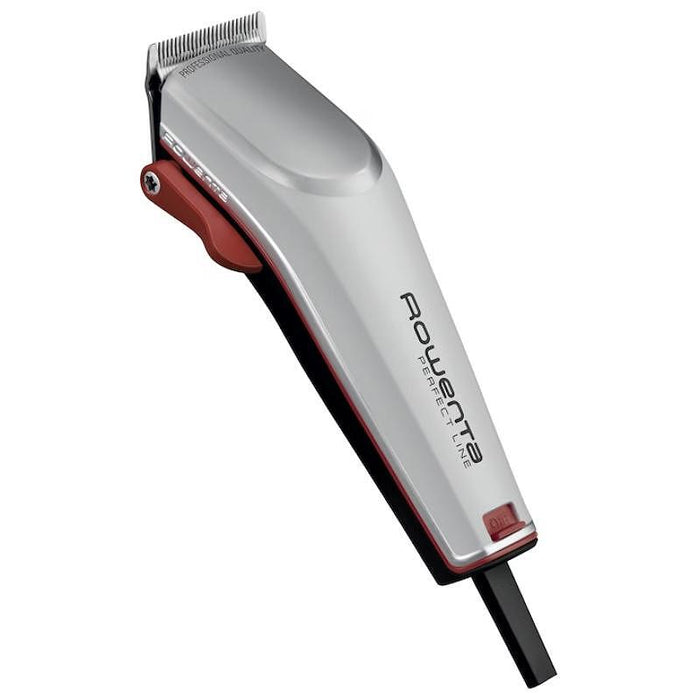Rowenta TN1300F0 Машинка за подстригване Perfect Line 2 сребриста, 1 скорост, 6 фиксирани гребена за коса, микронастройка (0,6-0,9-1,2 мм), настройки на косата (0,6-25 мм), машинка за подстригване на височини (9), с кабел, торбичка, масло и четка за почис