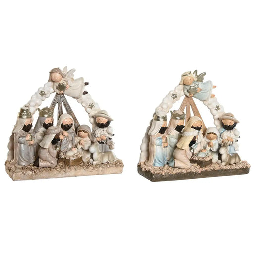 Рождествена Коледна Сцена DKD Home Decor Син Бял Кафяв