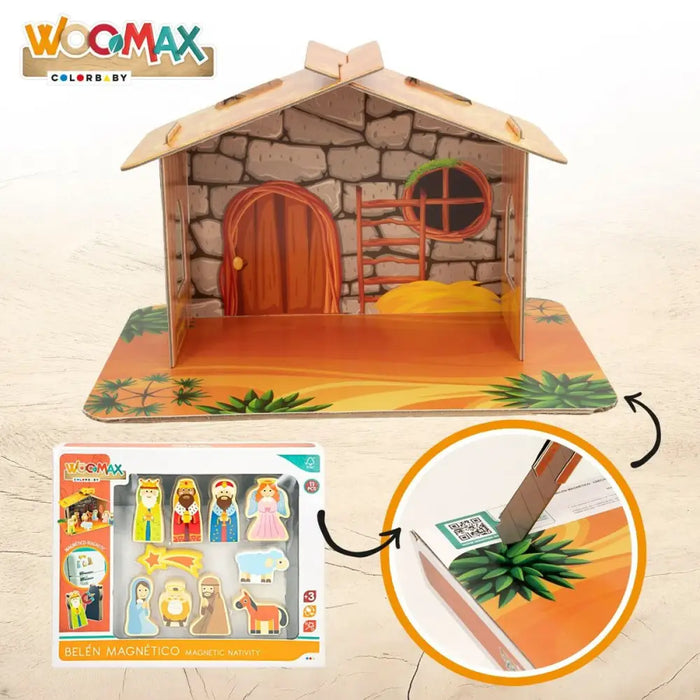Рождествена Коледна Сцена Woomax Дървен Картон 22 x 16 x 12