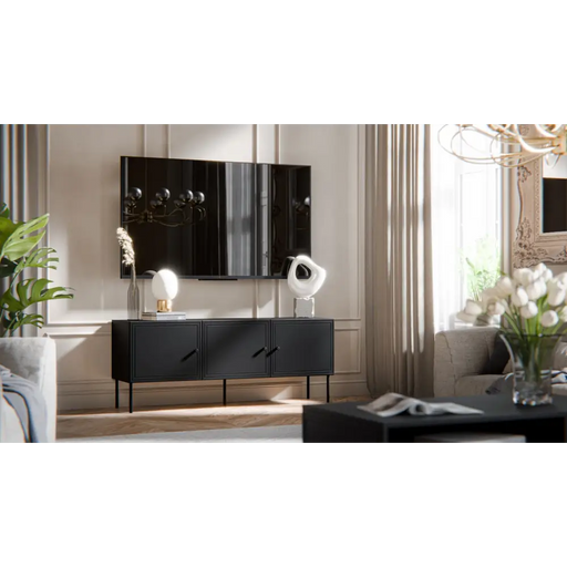 RTV 3D шкаф PALAZZO BIS 151x40x60 черен мат