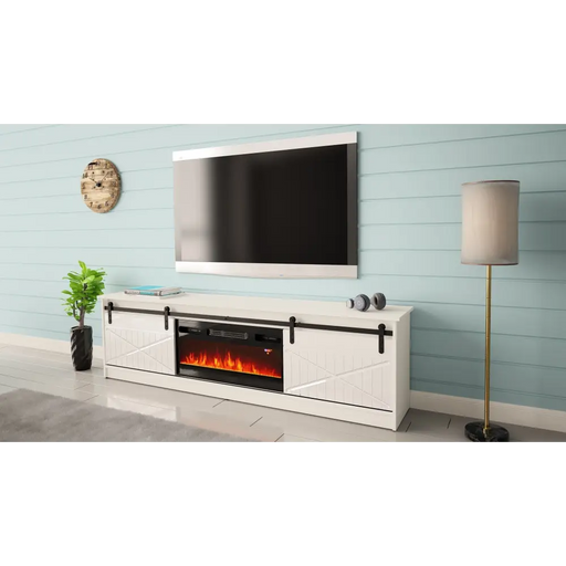 RTV GRANERO + шкаф за камина 200x56.7x35 бяло/бяло гланц