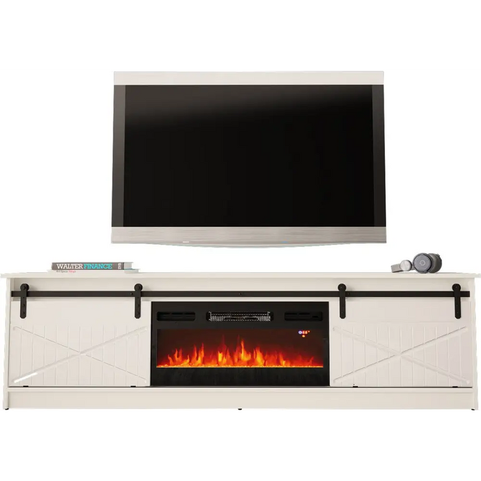 RTV GRANERO + шкаф за камина 200x56.7x35 бяло/бяло гланц