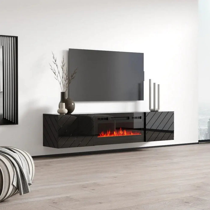 RTV LUXE шкаф 182.6x34.5x37.5 черен/черен гланц + черна