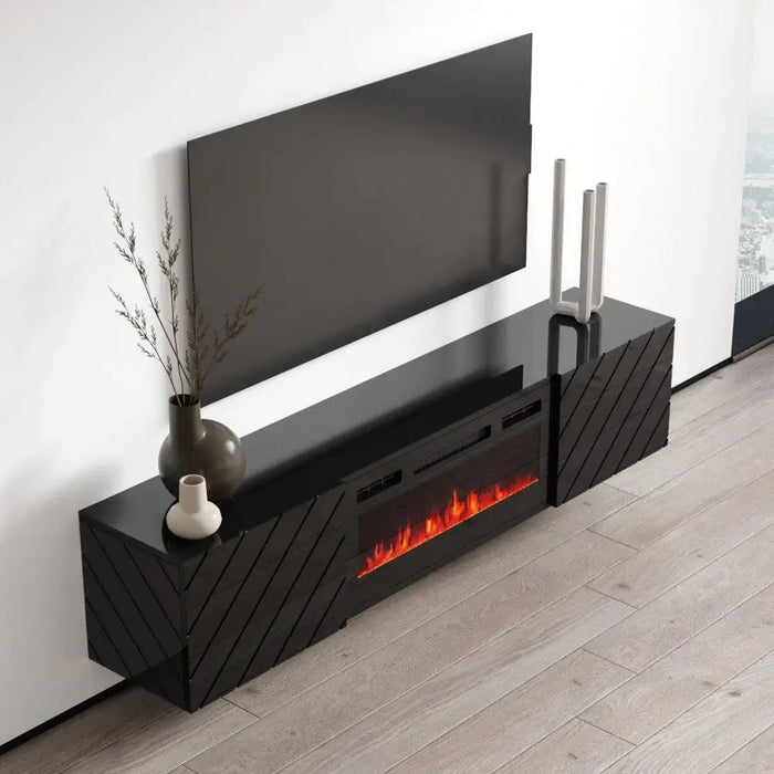 RTV LUXE шкаф 182.6x34.5x37.5 черен/черен гланц + черна